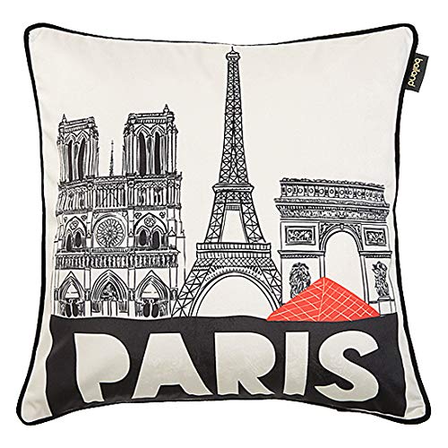 LLWYH Zierkissenbezüge Deko Kissen Velvet City Architektur Landschaft Gedruckt Sofa Schlafzimmer Wohnzimmer Dekoration Quadrat Kissenbezug 50 x 50 cm Ohne Kern Paris von LLWYH