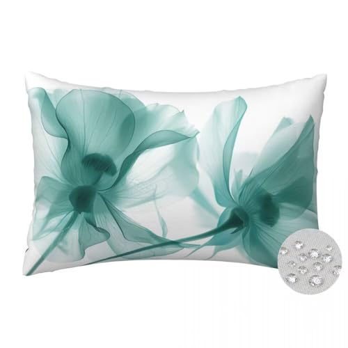 Outdoor Kissen 70x90 cm 2er Set Kissenbezug Weiß Wasserfest Outdoor Kissenbezüge Grüne Abstrakte Blume Dekokissen Zierkissen mit Verstecktem Reißverschluss Sofakissen für Garten Patio Deko -FS449 von LLWYH