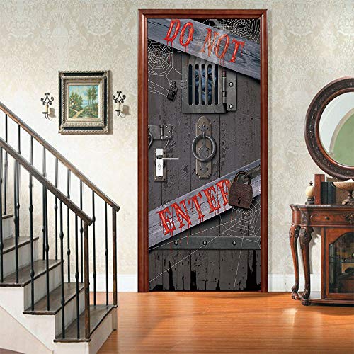 Türaufkleber Türtapete Halloween Horror Türschloss Selbstklebend Türposter Wandbilder Tür Poster 90x200cm von LLWYH
