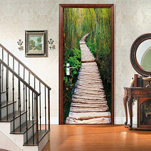 Türaufkleber Türtapete Hölzerne Hängebrücke Im Wald Selbstklebend Türposter Wandbilder Tür Poster 77x200cm von LLWYH