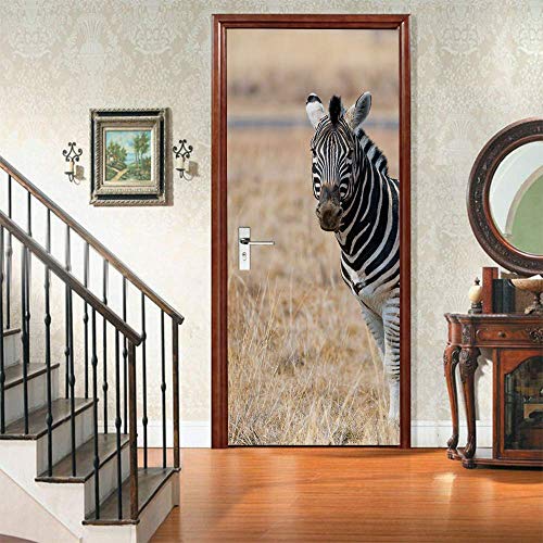 Türaufkleber Türtapete Prärie Zebra Selbstklebend Türposter Wandbilder Tür Poster 88x200cm von LLWYH