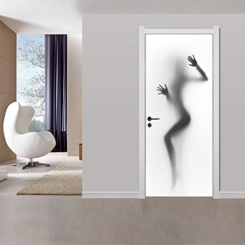 Türaufkleber Türtapete Sexy Schattenschönheit Selbstklebend Türposter Wandbilder Tür Poster 88x200cm von LLWYH
