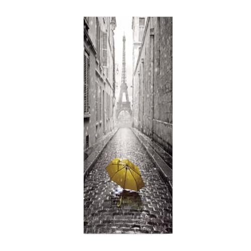 Türfolie Selbstklebend 3D Türaufkleber Eiffelturm Straße Türtapete Selbstklebend Türposter 90X200 cm Türverkleidung Türtattoo Poster Abnehmbar Fototapete für Wohnzimmer Schlafzimmer Küche Bad -MT2072 von LLWYH