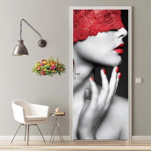 Türfolie Selbstklebend 3D Türaufkleber Frau Sexy Türtapete Selbstklebend Türposter 90X200 cm Türverkleidung Türtattoo Poster Tapete Abnehmbar Fototapete für Wohnzimmer Schlafzimmer Küche Bad -MT1394 von LLWYH