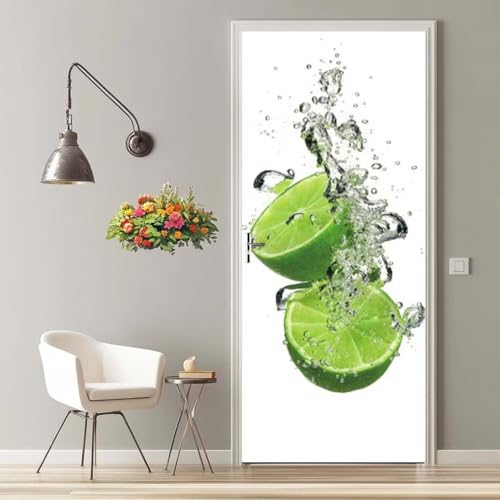 Türtapete Selbstklebend 77X200 cm Türaufkleber 3D Türfolie Selbstklebend Zitrone Grün Klebefolie Türposter PVC Wasserfest Wandbild für Schlafzimmer Wohnzimmer Bad Tür Tapete -MT2055 Türtapete Selbstklebend 77X200 cm Türaufkleber 3D Türfolie Selbstklebend Zitrone Grün Klebefolie Türposter PVC Wasserfest Wandbild für Schlafzimmer Wohnzimmer Bad Tür Tapete -MT2055 von LLWYH