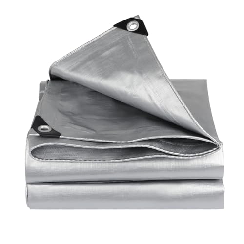 180g/m² Abdeckplane Mit Ösen Wasserdicht Schutzplane Reißfest Plane Mehrzweck Abdeckung Bootsplane Silber Reflektierend Staubdicht Regenschutz Plane,Für Dächern Terrassen (3x3m/9.8x9.8ft) von LLXNQ026