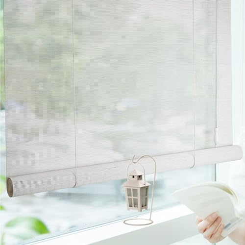Bambus Rollo,Fenster-Rollo Bambus Sonnenschutz Rollos Weiß Sichtschutz Bambusrollo Für Terrasse/Garten/Fenster Holzrollo Jalousie Lichtfilter Anti-UV von LLXNQ026