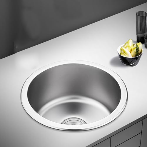 Edelstahl Rundes Küchenspüle Unterbau Spüle Edelstahlspüle Einbauspüle Rundes Spülbecken Waschbecken Modernen Design Einbauspüle Aufbauspüle,Für Küche Esszimmer Bar (25x25cm) von LLXNQ026