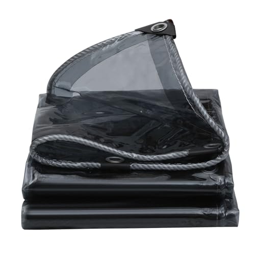 PVC Wasserdichte Plane Mit Ösen Schwarz Transparent Abdeckplane 400g/m² Regenschutz Plane Faltbar Glas Klare 0.35mm Dick Verstärkte Ecken Plane,Für Pflanzen Hutch Dach (1.4x4.5m/4.6x14.8ft) von LLXNQ026
