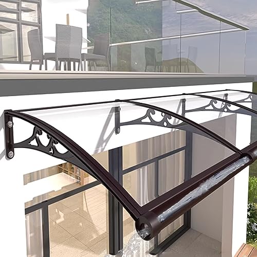 Überdachung Haustür aus Polycarbonat,Aluminium Halterung Haustür Vordach Transparentes Türdach Pultvordach,UV-Regen-Schnee-Schutz Pultbogenvordach,Vordach für Draußen (100x220cm/39x87in) von LLXNQ026
