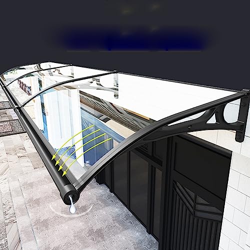 Vordach für Haustür Transparent Polycarbonat Rundbogenvordach Sonnenschutz & Regenschutz Outdoor-Tür-Vordach Überdachung, Beidseitiger Abfluss Türüberdachung (60x170cm/24x67in) von LLXNQ026
