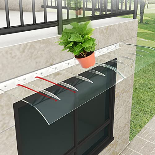 Vordach für Haustür Überdachung Aus Polycarbonat,Haustürvordach für draußen Sonnenschutz Regenschutz Transparent Pultbogenvordach,Für Garage Balkon Fenster Haus (50x120cm/19.7x47in) von LLXNQ026