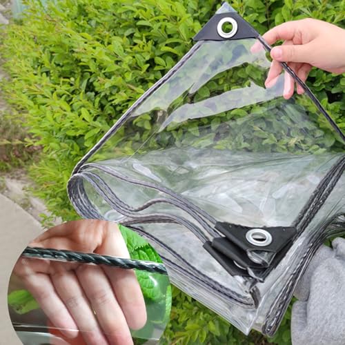 Wasserdicht Plane aus 600g/m² Transparent Abdeckplane Mit Ösen PVC Reißfeste 0.5mm Klare Wetterfeste Plane Schutzhaube Gemüseabdeckung Outdoor Vorhang Für Pavillon (1.4x2m/4.6x6.6ft) von LLXNQ026