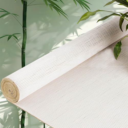 Weiß Natürliche Bambus-Rollos,Raffrollo Bambus,Anti-UV Bambusvorhang Atmungsaktive Sonnenschutz Und Sichtschutz Rollo Für Fenster Innenhaus Büro Küche von LLXNQ026