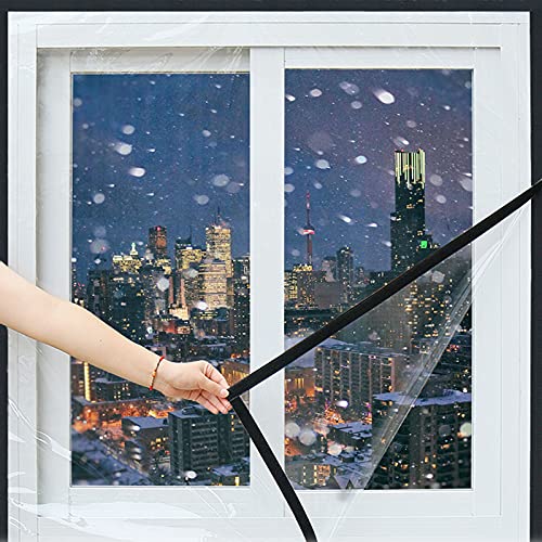 Winter Fenster Isolierfolie Panel-Isolierung Transparente Gardine Wasserabweisend Vorhange Staubdicht Winddicht Thermovorhang, Mit Klettverschluss-Ohne Bohren,Anpassbare (100x150cm/39.4x59in) von LLXNQ026