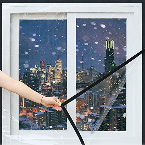 Winter Fenster Isolierfolie Panel-Isolierung Transparente Gardine Wasserabweisend Vorhange Staubdicht Winddicht Thermovorhang, Mit Klettverschluss-Ohne Bohren,Anpassbare (80x100cm/31.5x39.4in) von LLXNQ026
