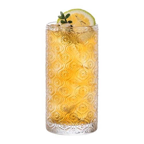 Elegante Glasbecher Retro Begonien-Blumenglas Tassen Transparent Trinken Iced Americano Fruchtblase Saft Whiskey Cocktail Bierglas Trinkgläser aus Glas(L-400ML) von LLXTJJY