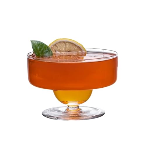 LLXTJJY Elegante Glasbecher, 270 ml, kurzes Bein, Cocktailgläser, breite Öffnung, Glasbecher, Getränkebecher, Bar, Party-Zubehör, Glas-Trinkgläser (3 Stück) von LLXTJJY