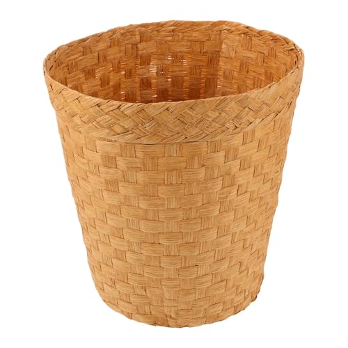 LLXTJJY Mülleimer Sturdy Bamboo Rattan Trash Can Woven Storage Basket Home Waste Bins Bedroom Trash Basket Bathroom Wicker Waste Basket Household Müllkanne Abfallkorb von LLXTJJY