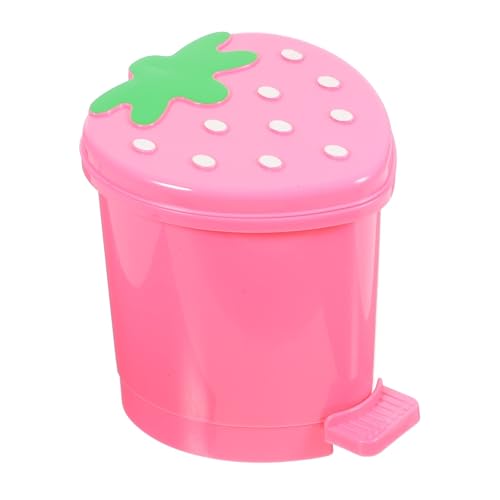 LLXTJJY Mülleimer Trash Can with Lid Plastic Trash Basket for Home Bedroom Office Desktop Garbage Storage Box Cartoon Red Pink Container Müllkanne Abfallkorb(Rose) von LLXTJJY