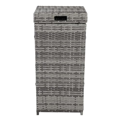 Mülleimer 24 Gallon Rattan Trash Can Outdoor Wicker Trash Bin with Lid, Rattan Outdoor Corner Wastebasket Garbage Can Müllkanne Abfallkorb von LLXTJJY