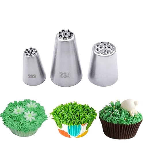 Spritztüllen-Set 3 Teile/satz Edelstahl Gras Tipps Icing Friedliche Düsen Fondant Kuchen Dekorieren Gebäck Sets Werkzeuge Spritztüllen von LLXTJJY