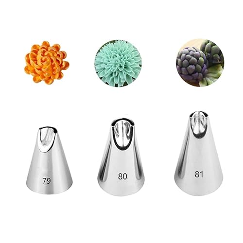 Spritztüllen-Set Erstellen Sie Chrysanthemen-Form-Creme-Gebäck-Tüllen Geburtstagskuchen-Dekorationstipps Edelstahl-Backwerkzeuge Spritztüllen(80) von LLXTJJY