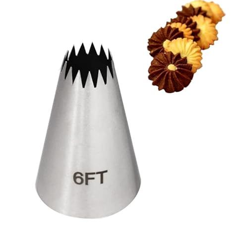 Spritztüllen-Set Large Size Open Star Tips Icing Piping Nozzles Cookie Cake Decorating Pastry Tip Sets Fondant Cake Tools Spritztüllen(6FT) von LLXTJJY