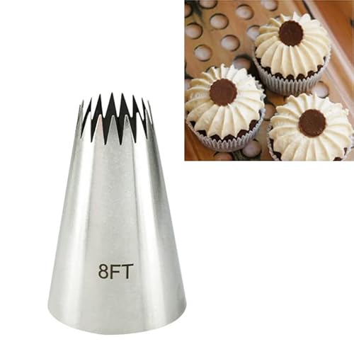 Spritztüllen-Set Large Size Open Star Tips Icing Piping Nozzles Cookie Cake Decorating Pastry Tip Sets Fondant Cake Tools Spritztüllen(8FT) von LLXTJJY