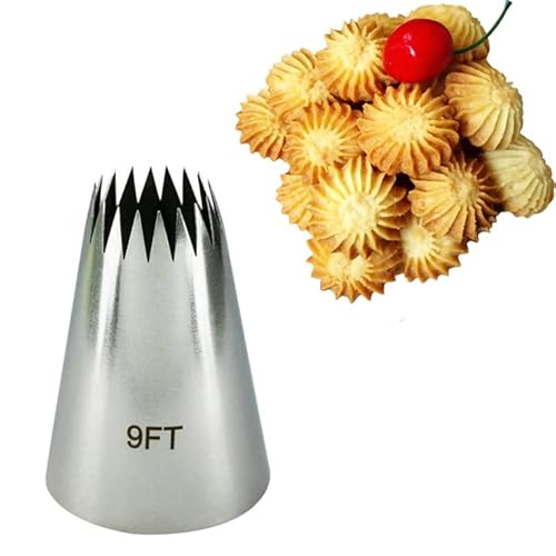 Spritztüllen-Set Large Size Open Star Tips Icing Piping Nozzles Cookie Cake Decorating Pastry Tip Sets Fondant Cake Tools Spritztüllen(9FT) von LLXTJJY