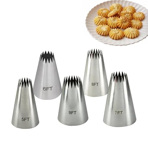 Spritztüllen-Set Large Size Open Star Tips Icing Piping Nozzles Cookie Cake Decorating Pastry Tip Sets Fondant Cake Tools Spritztüllen(One Size) von LLXTJJY