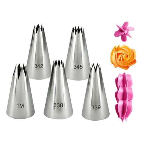 Spritztüllen-Set Open Star Tips Stainless Steel Icing Piping Nozzles Cake Decorating Pastry Tip Sets Cupcake Tools Bakeware Spritztüllen(One Size) von LLXTJJY