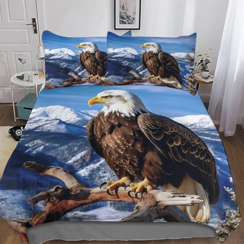 LLXXHH Adler 3D 2 teilig Bettbezüge Set Super Weiche Bettwäsche Inkl Bettbezug Und Kissenbezüge Angenehme Bettdeckenbezug Single(135x200cm) von LLXXHH