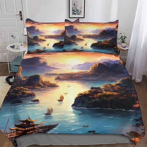LLXXHH Halong-Bucht, Vietnam Bettwäsche 3teilig - Weich Bettbezüge Bettbezug Set Mit Kissenbezüge Für Jungen Mädchen Mikrofaser Bettdeckenbezug Double (200x200cm) von LLXXHH