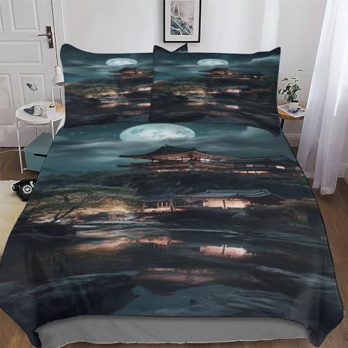 LLXXHH Japanischer Stil Bettbezug Set Bettwäsche Set 2 teilig Bettbezüge Mikrofaser Deckenbezug Mit Kissenbezug Für Erwachsene Kinder Single(135x200cm) von LLXXHH