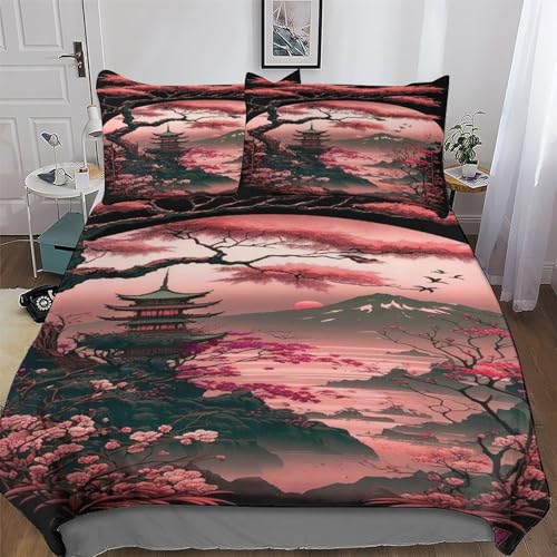 LLXXHH Japanischer Stil Bettwäsche Set Bettbezüge Für Jungen Mädchen Atmungsaktive Microfaser Bettbezug Mit Reißverschluss Und Kissenbezug Single(135x200cm) von LLXXHH