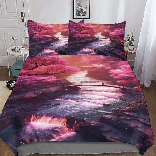 LLXXHH Japanischer Stil Bettwäsche Weich Bettbezüge Set 2 teilig Mikrofaser Bettbezug Mit Kissenbezüge Für Kinder Erwachsene Deckenbezug Single(135x200cm) von LLXXHH