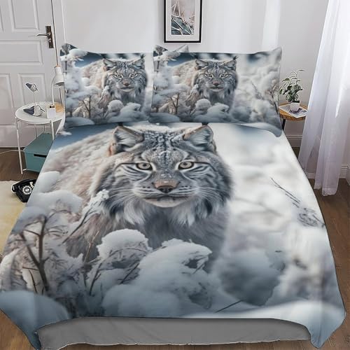 LLXXHH Luchs Bettwäsche-Set 2teilig Bettbezug Und Kissenbezug, Für Jungen Mädchen Schlafzimmer Mikrofaser Bettbezüge Bettgarnitur Single(135x200cm) von LLXXHH