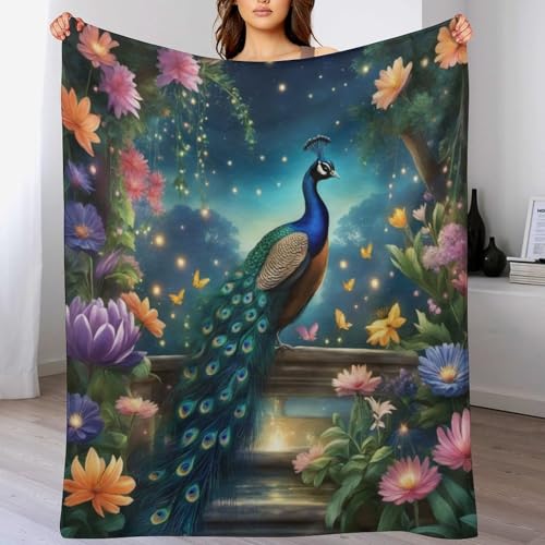 LLXXHH Pfau Kuscheldecke Couchdecke Decke Aus Flannel - Tagesdecke Wohndecken Für Sofa, Couch Oder Als Bettüberwurf 140×180cm von LLXXHH