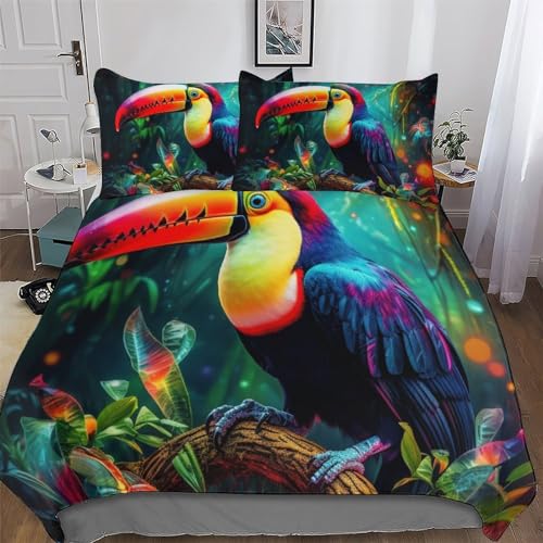LLXXHH Tukane Bettwäsche Weiche Mikrofase Bettbezug Und Kissenbezüge 2teiligr, Für Erwachsene Kinder Bettbezüge Angenehme Deckenbezug Single(135x200cm) von LLXXHH
