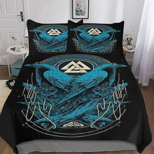LLXXHH Wikinger Myth Bettwäsche Set Soft Bettbezüge 3teilig, Jungen Mädchen Bettwaren, Mikrofaser Angenehme Bettbezug + Kissenbezug Double (200x200cm) von LLXXHH