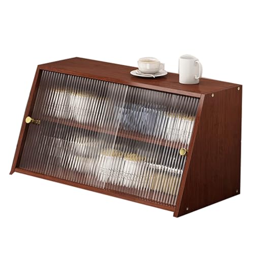 LLXYYD Arbeitsplatten-Esszimmerschrank, Bambus-Sideboard mit Glastüren, für Küche, Wohnzimmer, Essbereich und Badezimmer(Style A,62x27x29) von LLXYYD