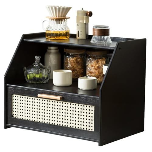 LLXYYD Holz-Arbeitsplatten-Aufbewahrungsschrank mit Korbschubladen, Küchenschrank, geeignet für die Aufbewahrung von Kaffee, Snacks und Tassen(Style B,50x34x40cm) von LLXYYD