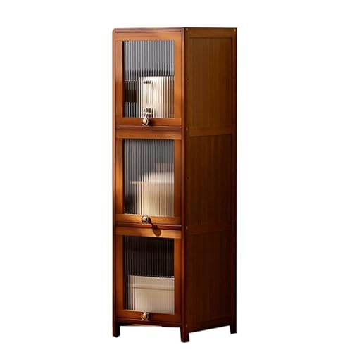 LLXYYD Küchenaufbewahrungsschrank Bambus-Sideboard mit Türen, Standschrank mit Türen, für Küche, Wohnzimmer(3layers,Length30cm) von LLXYYD