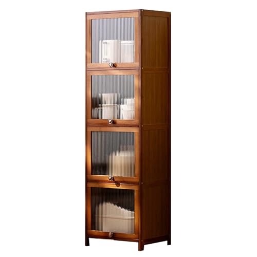 LLXYYD Küchenaufbewahrungsschrank Bambus-Sideboard mit Türen, Standschrank mit Türen, für Küche, Wohnzimmer(4layers,Length 40cm) von LLXYYD