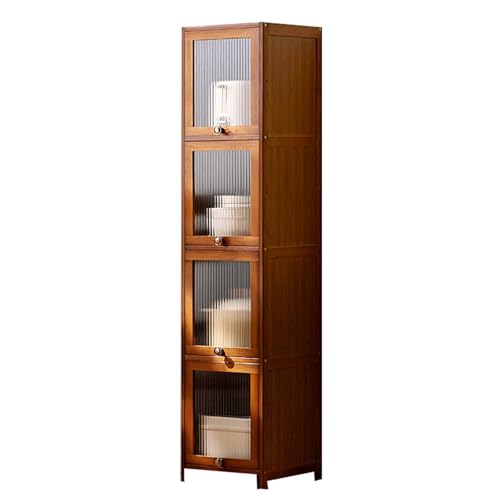 LLXYYD Küchenaufbewahrungsschrank Bambus-Sideboard mit Türen, Standschrank mit Türen, für Küche, Wohnzimmer(4layers,Length30cm) von LLXYYD