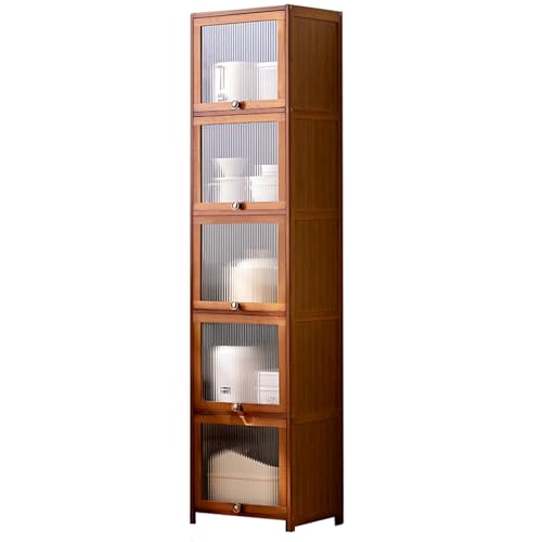 LLXYYD Küchenaufbewahrungsschrank Bambus-Sideboard mit Türen, Standschrank mit Türen, für Küche, Wohnzimmer(5layers,Length 40cm) von LLXYYD