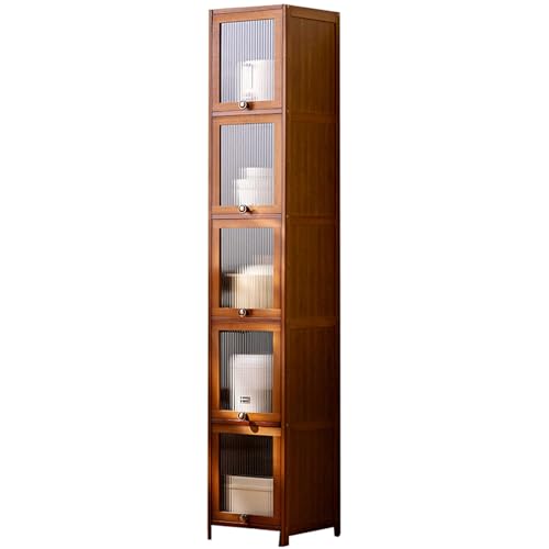 LLXYYD Küchenaufbewahrungsschrank Bambus-Sideboard mit Türen, Standschrank mit Türen, für Küche, Wohnzimmer(5layers,Length30cm) von LLXYYD
