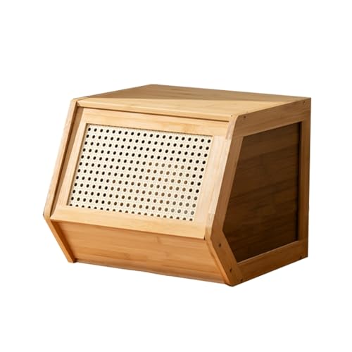 LLXYYD Küchenvorratsschrank mit Flechtwerk-Tür, Sideboards mit Holz-Arbeitsplatte, stapelbarer Aufbewahrungsschrank, für Esszimmer, Wohnzimmer, Badezimmer(Style A,Length 35) von LLXYYD