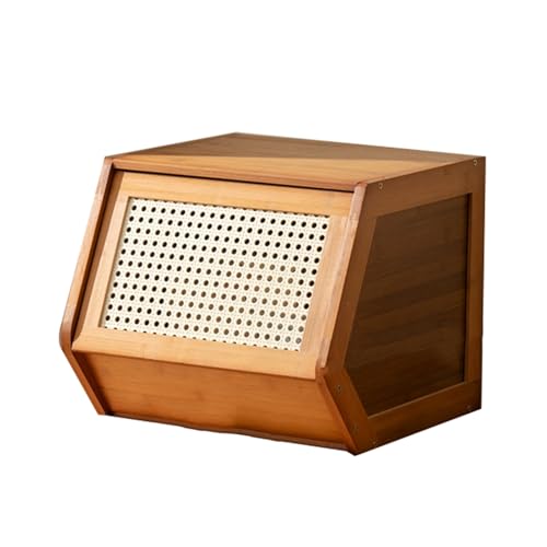 LLXYYD Küchenvorratsschrank mit Flechtwerk-Tür, Sideboards mit Holz-Arbeitsplatte, stapelbarer Aufbewahrungsschrank, für Esszimmer, Wohnzimmer, Badezimmer(Style A,Length 51) von LLXYYD
